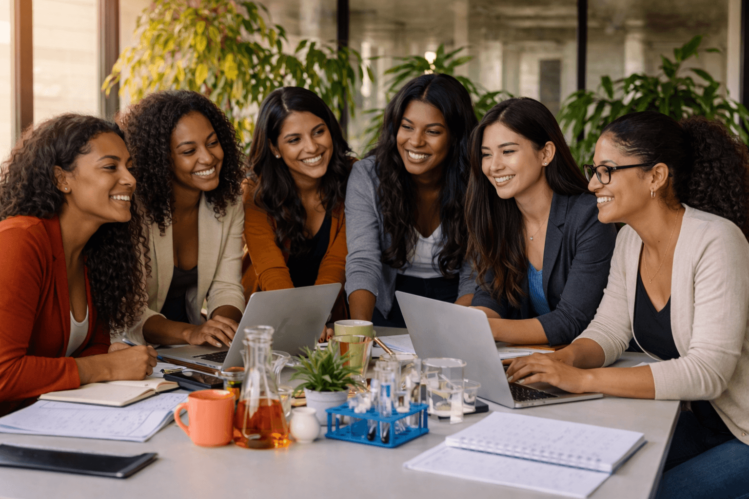 Women collaborating in STEM